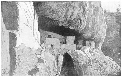 Exterior View of Cave-Dwellings in Strawberry Valley.
