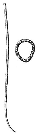 Stick and Ring Used in Women’s Game. Length of Stick, 85 cm; diameter of Ring, 11 cm.